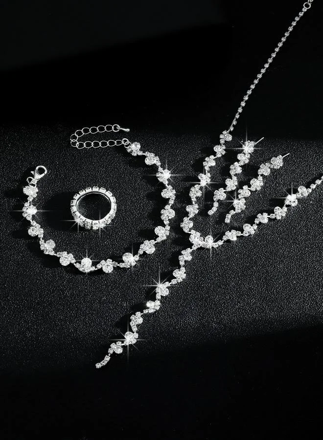 Take Two  4-Piece Embellished Necklace, Bracelet, Ring And Earrings Jewelry Set for Women | Best Price UAE